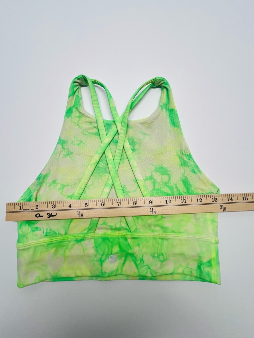 LULULEMON energy Bra Long Line Green Tie Dye Size 6 Strappy Back Medium Support - Picture 9 of 10